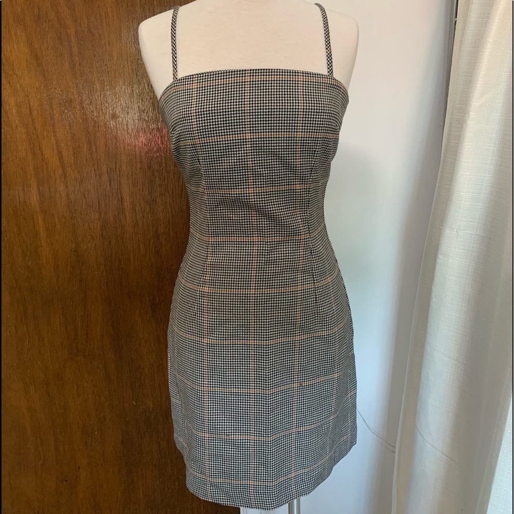 Black/White/Orange Plaid Dress